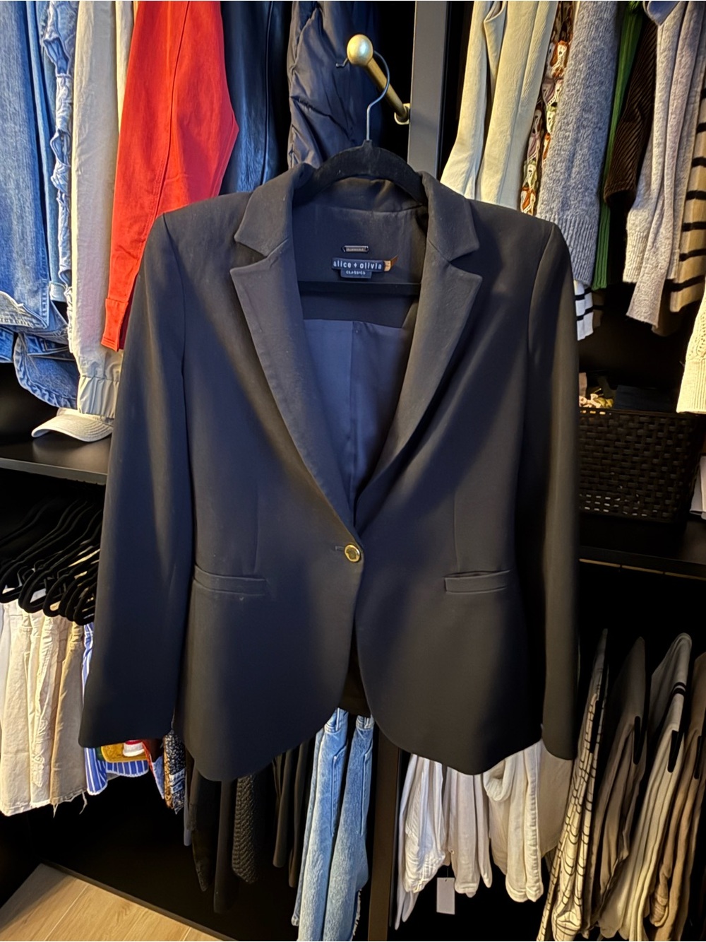 Alice + Olivia Black Single-Button Blazer
